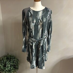 Diesel Artistic green Long Sleeve Dress vented with zipped pouch 100% cotton Med